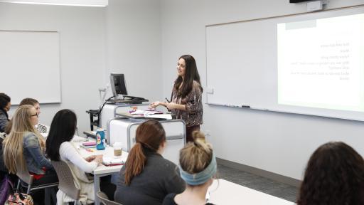 Professor standing in front of class