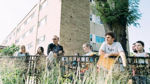 students in class outside